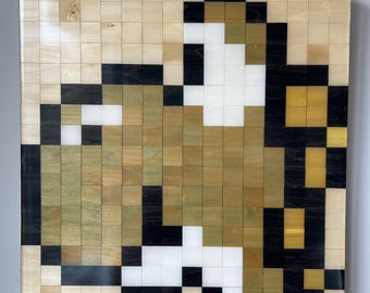 Handcrafted Wood and Epoxy 8-bit Pixel Art Yoshi, Super Mario Bros Retro Wall Decor, Gamer Wall Art