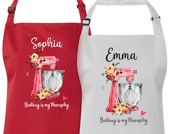 Baking is My Therapy Apron, Custom Apron for Women, Personalized Name Apron for Mom, Apron for Her, Custom Chef Apron , Baking Gifts for her