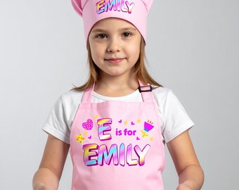 Personable Kids Apron with Monogram Name, Custom Girl Apron for Daughter, Personalized Boy Apron for Son, Birthday Gift for Kids