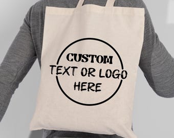 Personalized Canvas Tote Bag, Custom Text Totebag, Personalized Logo Shopping Bag, Custom Design Shoulder Bag Gift for Christmas