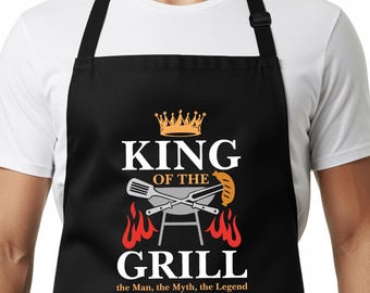 King of the Grill Apron, Men Apron for Dad, Best Dad Gift, Dads Birthday Gift, Apron for Grandpa, Grilling Gift for Husband, Barbeque Apron