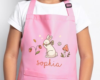 Personable Kids Apron with Animal Pictures, Kitchen Apron for Kids, Custom Girls Apron for Toddler, Easter Gift for Children