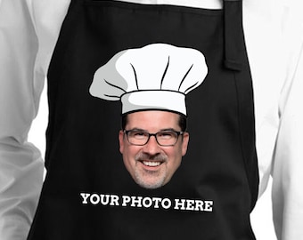 Personalized Apron with Photo, Custom Photo Apron, Funny Face Apron, Kitchen Apron, Gift for Dad Mom Cook, Chef Apron