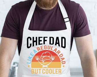 Cool Chef Dad Apron for Husband, Father's Day Gift for Dad, Grilling Apron for Grandpa, Funny Dad Apron, Cool Apron for Stepdad