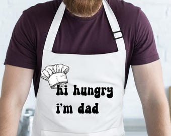 Hi Hungry I'm Dad Apron, Funny Apron Gift for Dad, Apron for Husband, Fathers Day Gift for Daddy, New Father Gift, Dads Birthday Gift