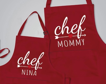 Mom and Daughter Matching Aprons, Dad and Son Aprons, Custom Family Aprons, Personalized Kids Aprons, Christmas Gift for Mom and Girls