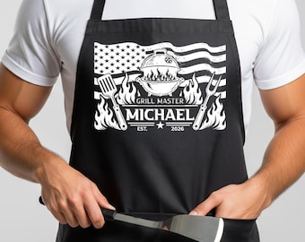 Personalized Grill Apron for Grandpa, 250th Anniversary Apron for Dad, Fathers Day Gift for Daddy, Custom Men Apron for Stepdad