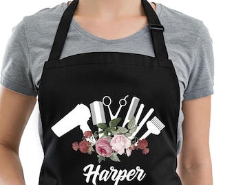 Custom Apron for Hairdresser, Apron Gifts for Hairstylist, Personalized Hair Stylist Apron, Apron for Beauty Salon, Apron with Pocket