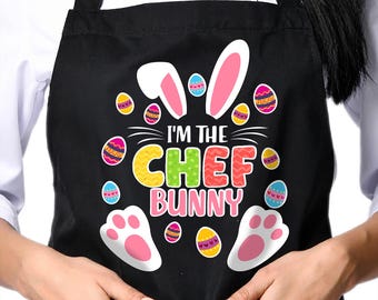 Custom Easter Chef Apron, Easter Kids Apron, Bunny Apron for Daughter Son, Toddler & Youth Spring Shirt, Easter Gift for Mom