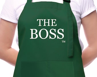 The Boss Apron for Mom, Women Apron for Wife, Christmas Gift for Mom, Apron for Grandma, Moms Birthday Gift, Wedding Gift for Bride