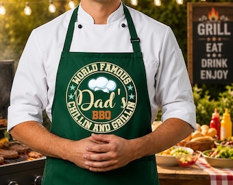 Grill Master Dad Apron, Funny Grilling Dad Apron for Husband, BBQ Apron for Grandpa,  Father's Day Gift for Him