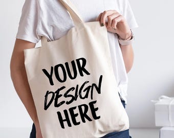 Custom Canvas Tote Bag, Personalized Tote Bag, Custom Text Totebag, Custom Logo Shopping Bag, Your Design Shoulder Bag for Christmas Gifts