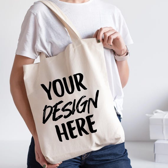 Custom Canvas Tote Bag, Personalized Tote Bag, Custom Text Totebag, Custom Logo Shopping Bag, Your Design Shoulder Bag for Christmas Gifts