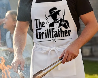Grill Father Apron for Husband, Men Apron for Dad, BBQ Grilling Apron for Grandpa, Father's Day Gift for Dad
