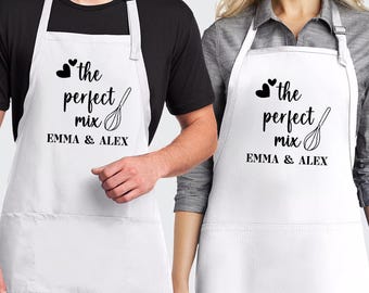 Custom Matching Aprons for Valentines, Personalized Apron for Boyfriend , Personalized Matching Apron, Anniversary Gift for Couples