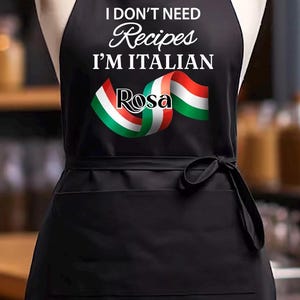 Italian Apron, Recipe Apron, Custom Italian Apron, Personalized Apron for Italian Chef, Christmas Gift for Italian Chef, Italy Apron