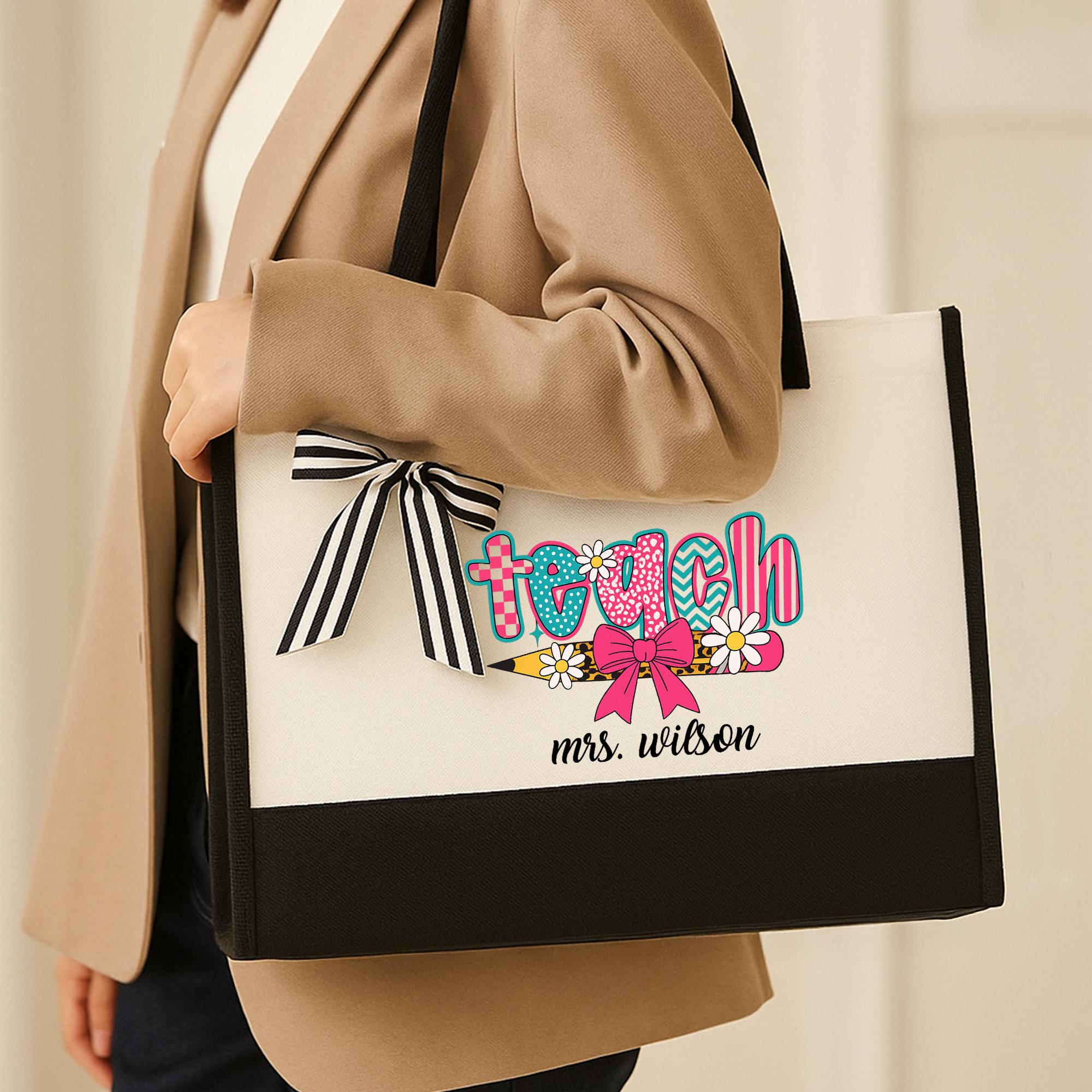 Personalized Teacher Tote Bag, Custom Cotton Canvas Gift - Etsy