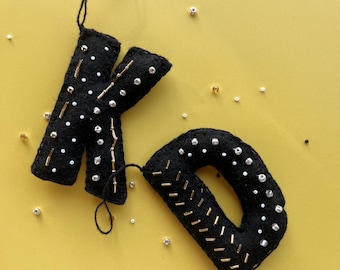 Beaded Felt Letter Ornaments