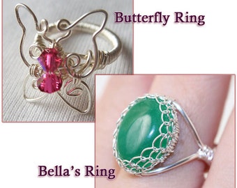WIRE WRAP TUTORIAL: Combo Deal, 2 Ring Tutorials, 30% Off - pdf download with step by step instruction