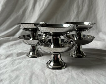 Stainless steel ice cream cups from the 70s Guy Degrenne Silver Metal - Sold