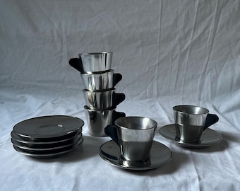 Vintage IKEA Espresso Tassen Set: Geometrische Schnörkel