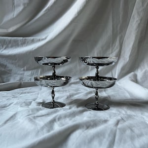 Vintage ice cream cups set of 4 | French stainless steel dessert cups | 1970s coupe a glace | vintage 18/10 inox tableware and silverware