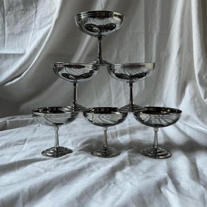 Vintage ice cream cups Letang Remy set of 6 | French 18/10 inox dessert cups | 1970s stainless steel tableware | coupe a glace | 6x6cl (2oz)