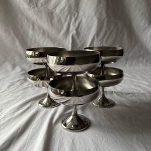 Vintage italienska AMC Art Design glasskoppar | Kupor i rostfritt stål 18/10 | set med 2, 4 eller 6 dessertskålar