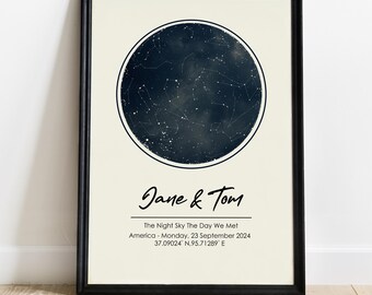 Custom Star Map Print, Personalized Wedding Anniversary Gift