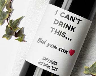 Custom Baby Announcement Wine Label, Pregnancy Announcement Gift, Baby Arriving Gift, Pregnancy Reveal Gift, Whiskey Label, Tequila Label