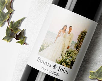 Personalized Wedding Photo Wine Bottle Labels, Custom Wine Label, Wine Bottle Labels, Personalized Label, Customized Gift, Wine Label