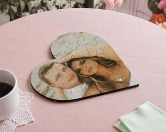 Custom Puzzle Photo, Photo Gift, Gift for Couple, Photo Puzzles, Puzzle Picture, Heart Puzzle, Housewarming Gift, Home Decor, Mom Gift