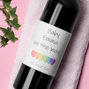 Custom Baby Announcement Wine Label, Pregnancy Announcement Gift, New Mom Gift, Baby Reveal, Wine Bottle Label, Champagne Label, Custom Gift
