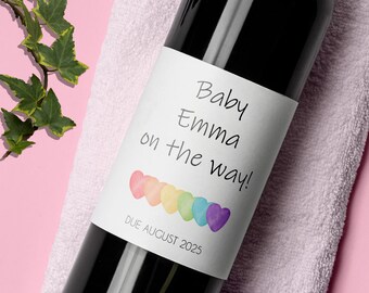 Custom Baby Announcement Wine Label, Pregnancy Announcement Gift, New Mom Gift, Baby Reveal, Wine Bottle Label, Champagne Label, Custom Gift