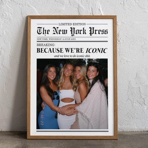 Personalized Friendship Wall Art Print, Best Friends Print, Because It&#39;s Iconic Newspaper Print, Newspaper Print, Gift for Best Friend