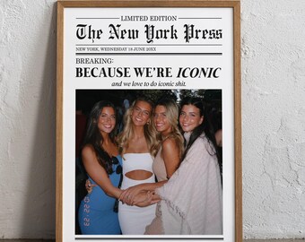 Personalized Friendship Wall Art Print, Best Friends Print, Because It's Iconic Newspaper Print, Newspaper Print, Gift for Best Friend