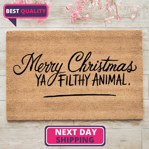 Ya Filthy Animal Doormat, Merry Christmas Doormat, Christmas Gift, Christmas Decor, Grinch Doormat, Holiday Welcome Mat, Holiday Decor