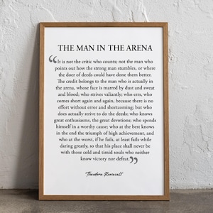 The Man In The Arena Wall Art, Wood Framed Sign, Farm House Wall Decor, Living Room Wall Decor, Home Decor, Home Gift, Printable Wall Art