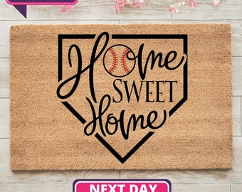 Home Sweet Home Doormat, Baseball Lover Gift, Home Doormat, Welcome Doormat, Coir Doormat, Gift for Him, Home Decor, Front Door Mat