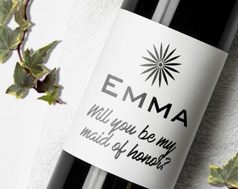 Custom Bridesmaid Wine Label, Custom Wine Label, Bridal Party Favors, Wedding Gift, Personalized Gift, Wine Bottle Labels, Custom Label