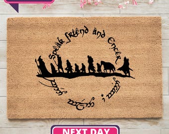 Speak Friend and Enter Doormat, Front Door Decor, Movie Welcome Mat, Housewarming Gift, Porch Decor, Geek Nerd Doormat, Doormat Outdoor