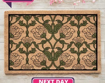Greenery Doormat, Floral Doormat, Housewarming Gift, Gift For Her, Front Door Mat, Doormat Outdoor, Entryway Decor, Garden Doormat