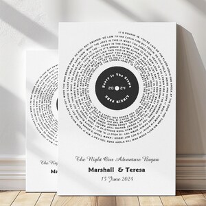 Song Lyric Print, Wedding Gift, Anniversary Gift, Custom Lyric Print, Personalized Song, The Night Our Adventure Began, Canvas Wall Art