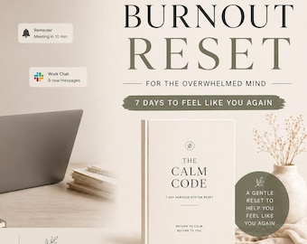 Burnout-resetdagboek | 7-daagse reset van het zenuwstelsel, planner voor stressverlichting (pdf)