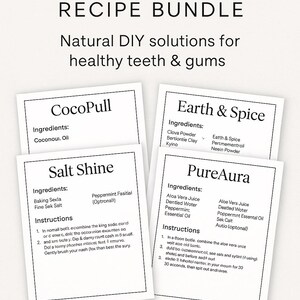 Lot numérique holistique de routine de soins bucco-dentaires - Extraction d'huile naturelle, détoxification à la terre et aux épices, gommage dentaire au sel, recette de rince-bouche - PureSmile