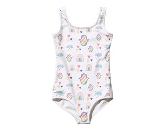 Hamsa Rainbows Pattern  All-Over Print Girls Swimsuit