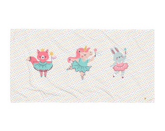 Magical Beach Towel Trio: Unicorn, Bunny, Fox Ballerinas for Summer