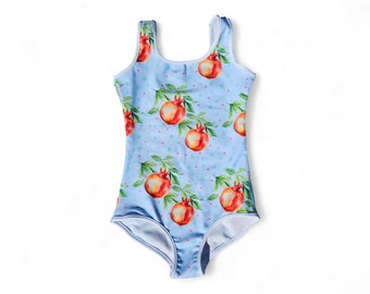 Girls Pomegranate-Patterned Swimsuit – Vibrant & Fun Swimwear for Summer