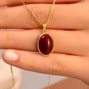 14k Gold Carnelian Crystal Necklace, Silver Red Real Gemstone Soulmate Pendant, Unique Gift for Her, Natural Genuine Crystal Witchy Jewelry