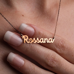 14K Solid Gold Name Jewelry, Real Gold Name Plate, Minimalist Name Pendant, Unique Name Necklace, Handmade Mother's day Gifts For her